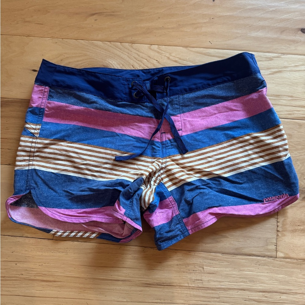 Patagonia Women's Striped Board Shorts - Blue, Pink, Tan